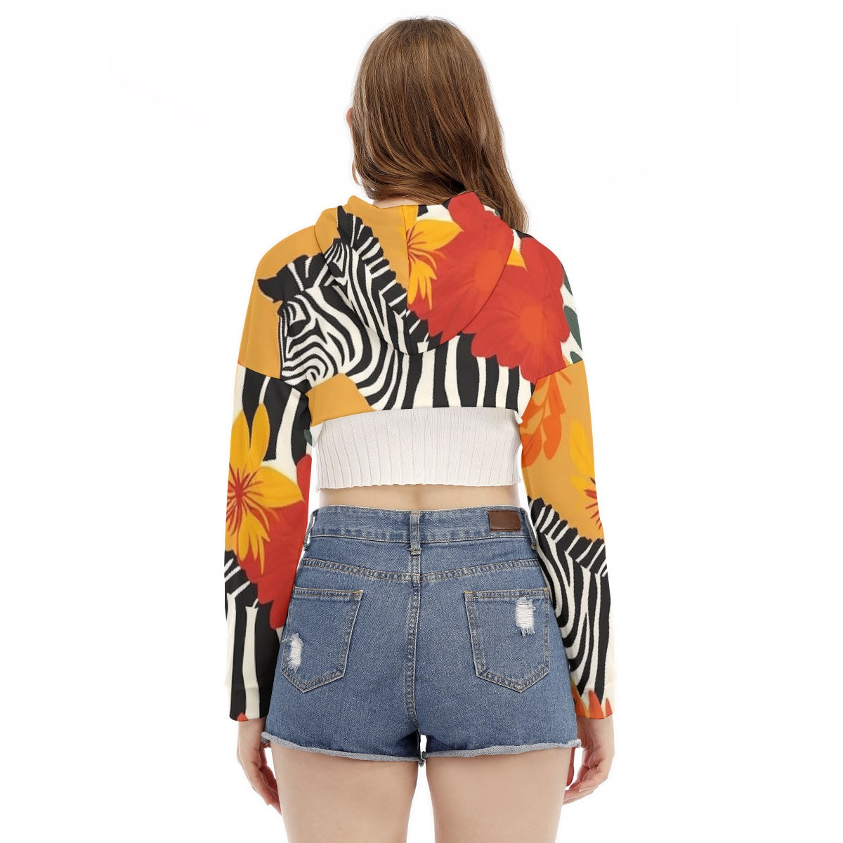 All-Over Print Women's Smock Short Hoodie With Long Sleeve