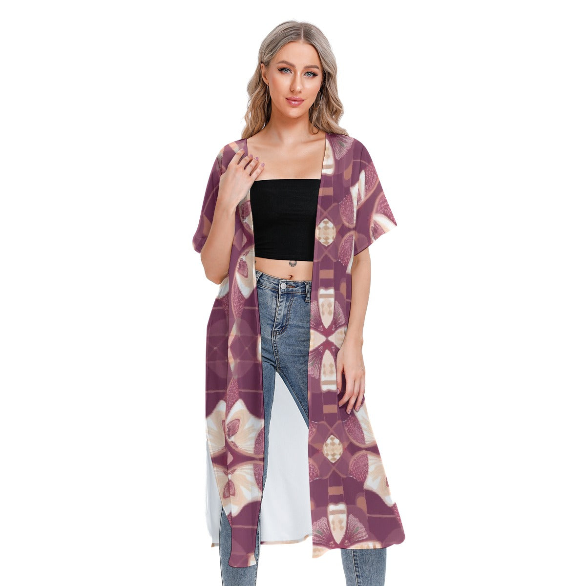 All-Over Print Women's Short Sleeve Cardigan