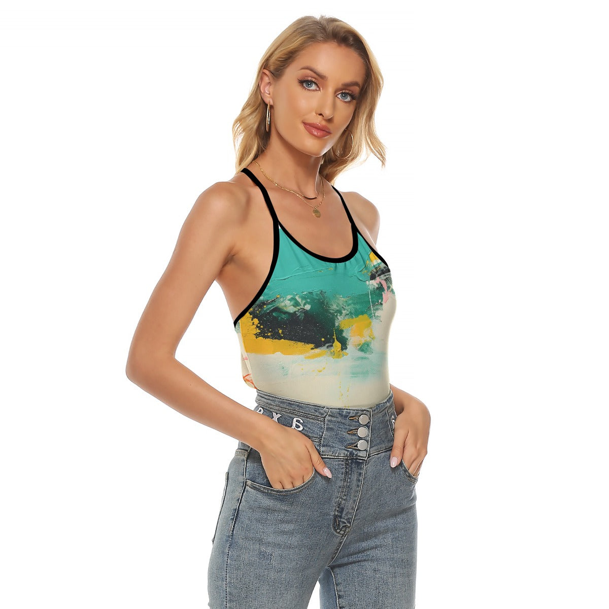 All-Over Print Women's Criss-Cross Open Back Tank Top