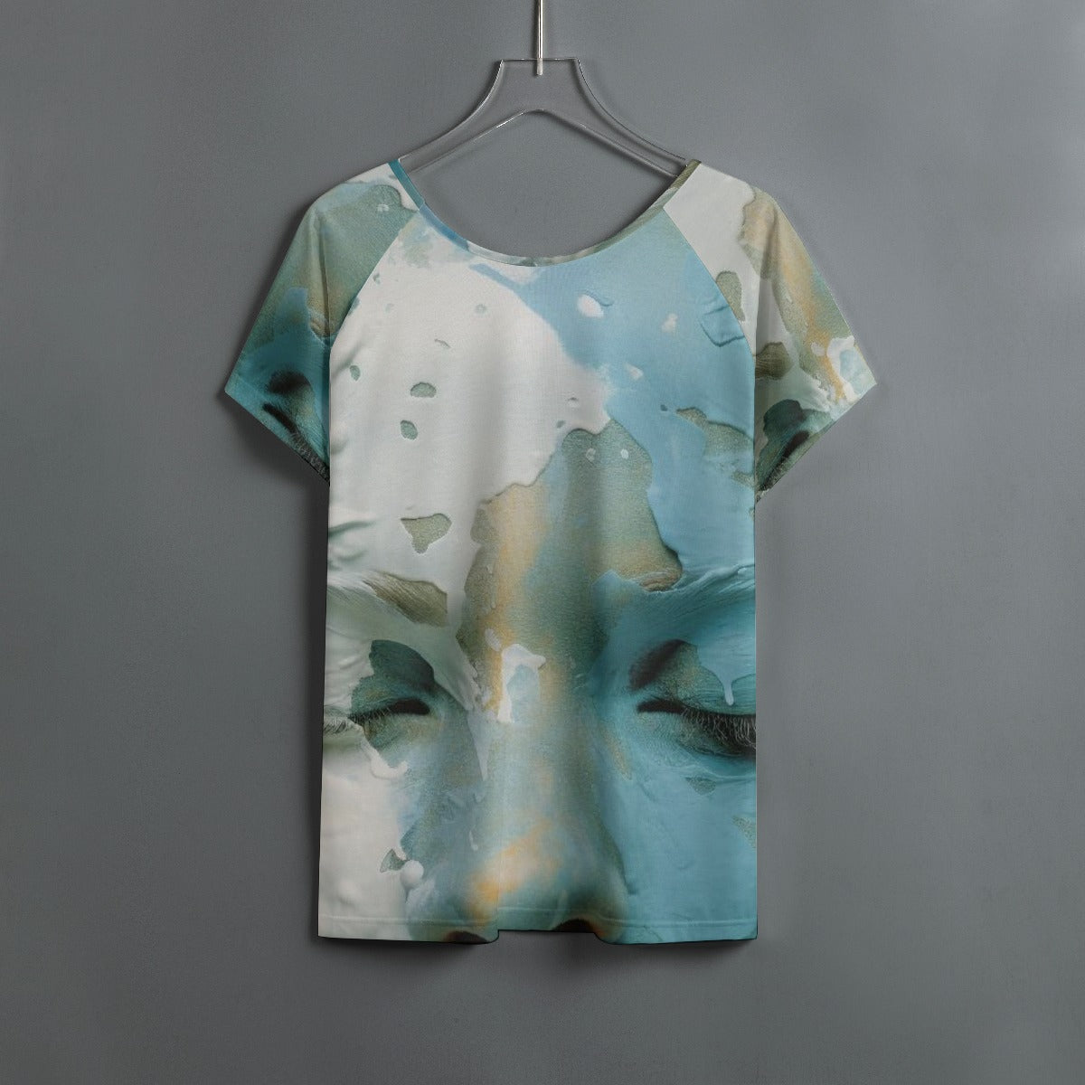All-Over Print Women's Round Neck T-shirt With Raglan Sleeve