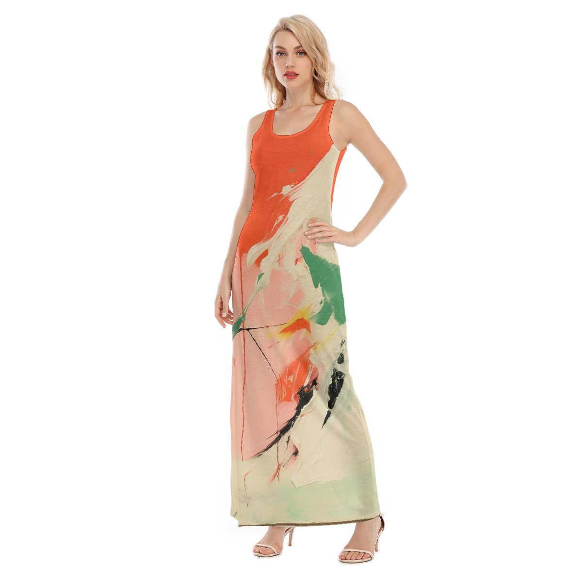 All-Over Print Women's Vest Dress | Length To Ankle