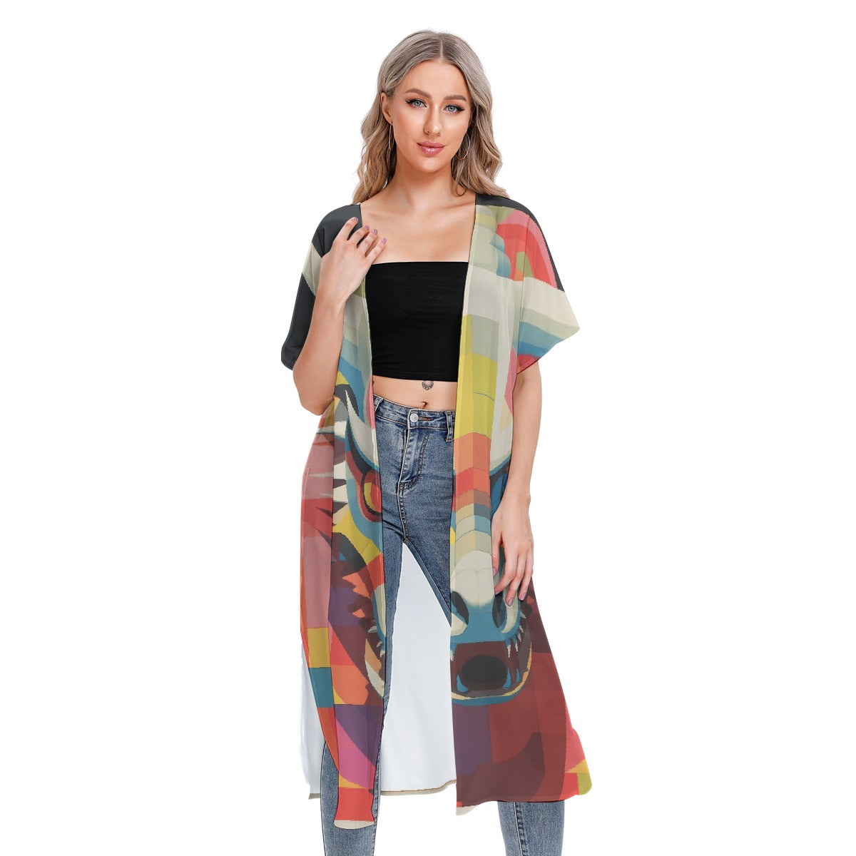 All-Over Print Women's Short Sleeve Cardigan