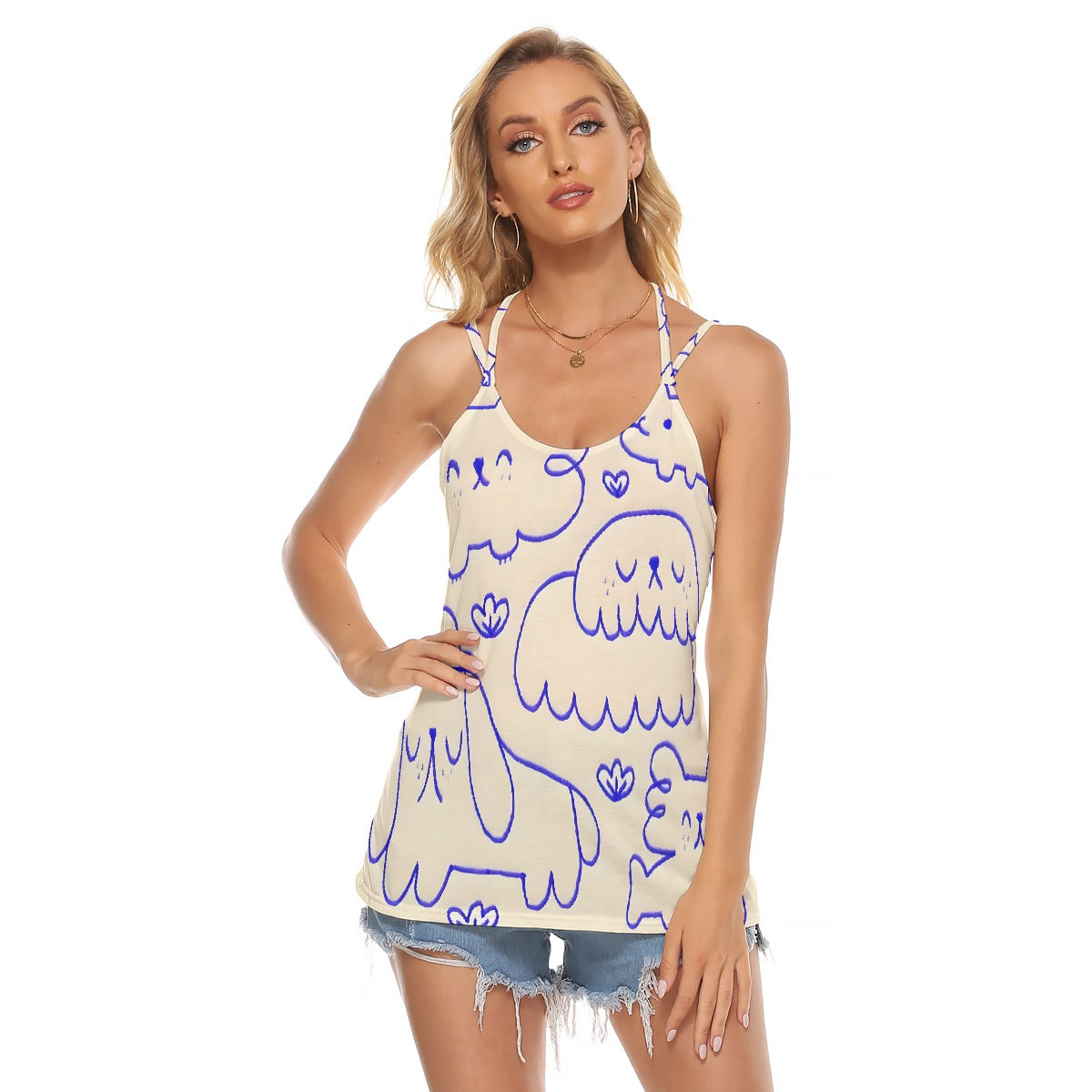 All-Over Print Women's Halter Top With Backless