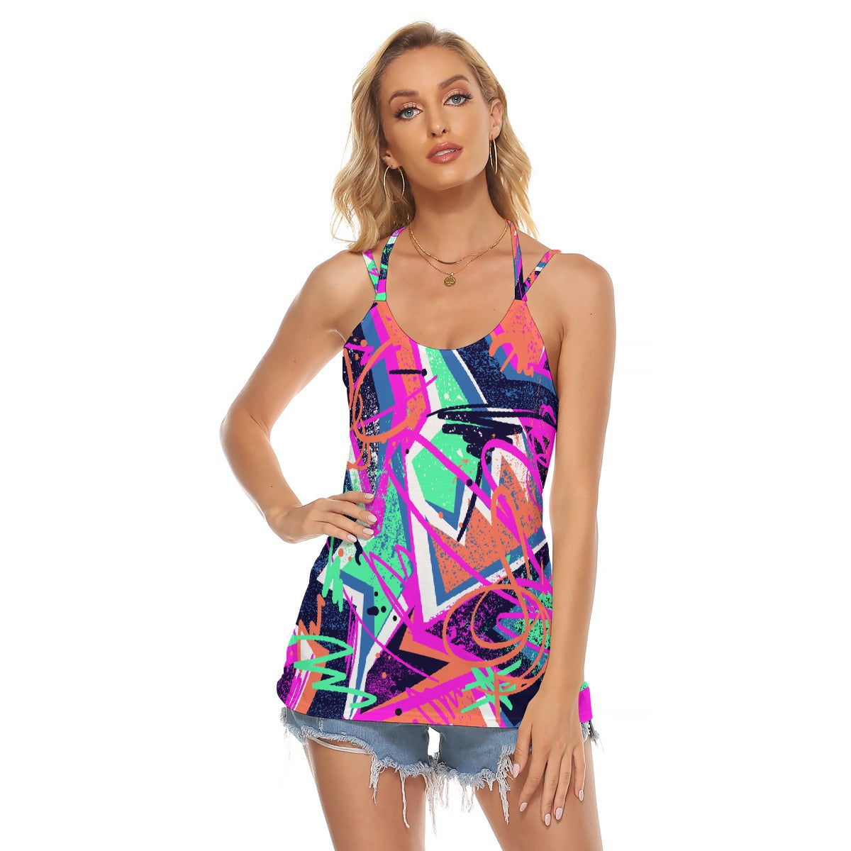 All-Over Print Women's Halter Top With Backless
