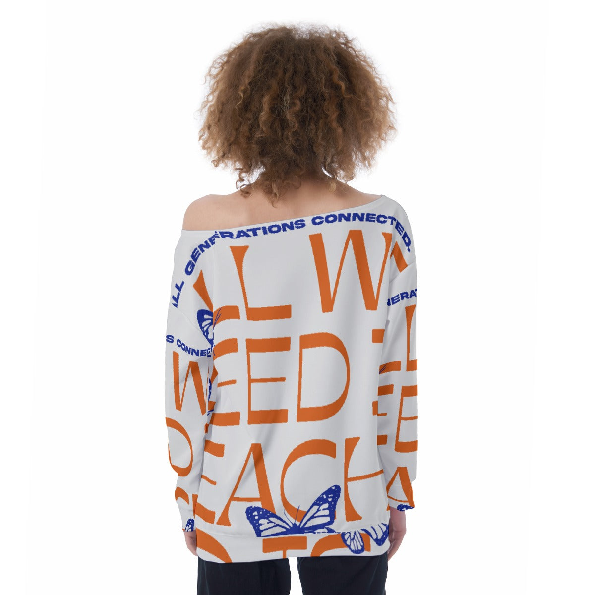 All-Over Print Oversized Women's Off-Shoulder Sweatshirt