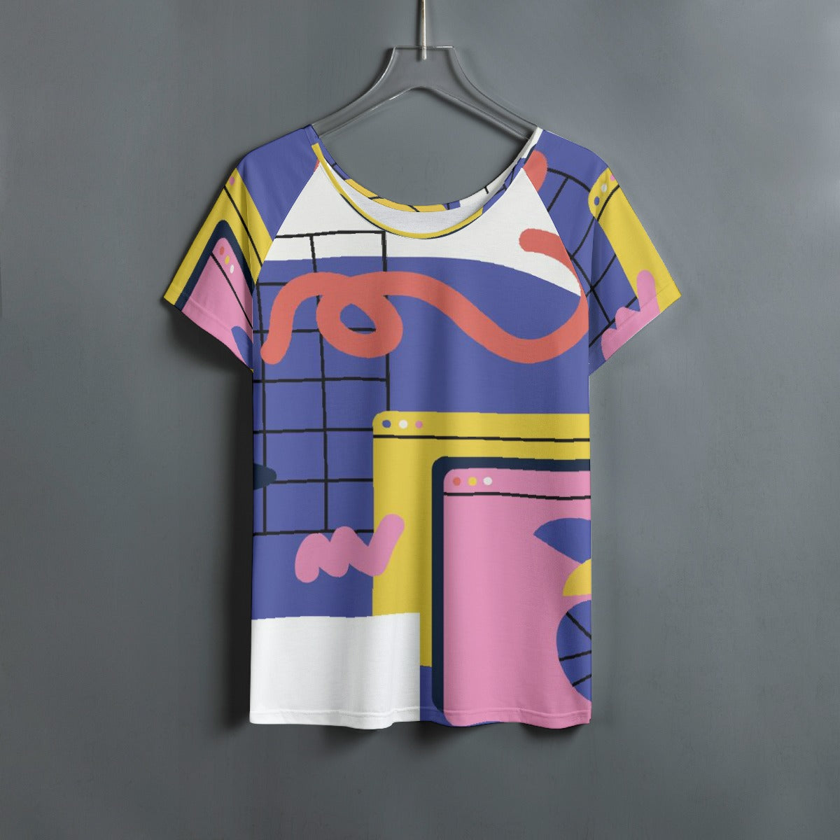 All-Over Print Women's Round Neck T-shirt With Raglan Sleeve