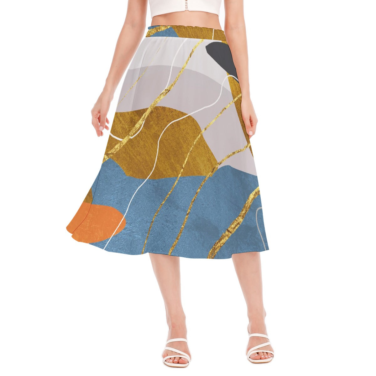 All-Over Print Women's Long Section Chiffon Skirt