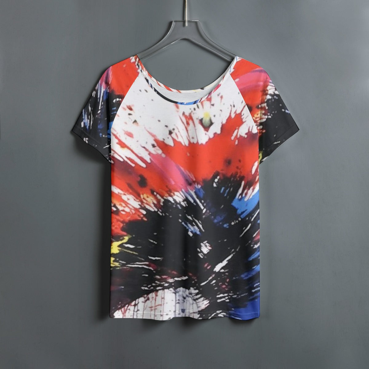 All-Over Print Women's Round Neck T-shirt With Raglan Sleeve