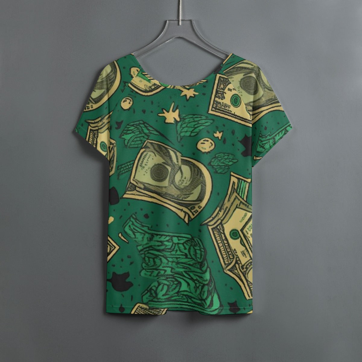 All-Over Print Women's Round Neck T-shirt With Raglan Sleeve