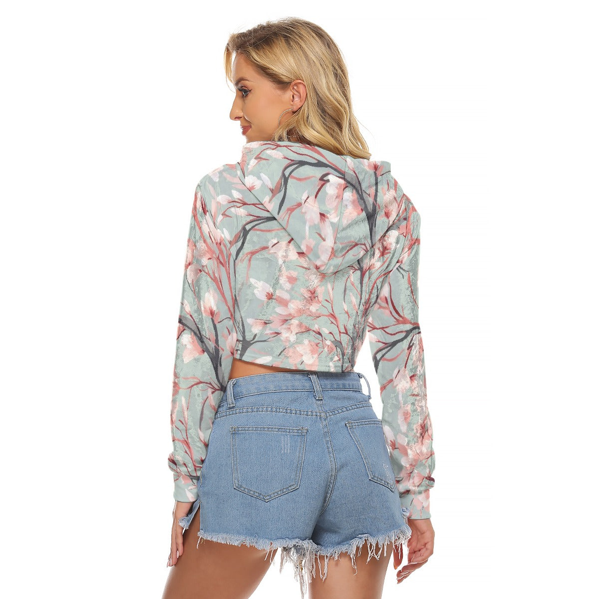 All-Over Print Women's Crop Top Hoodie|Velvet