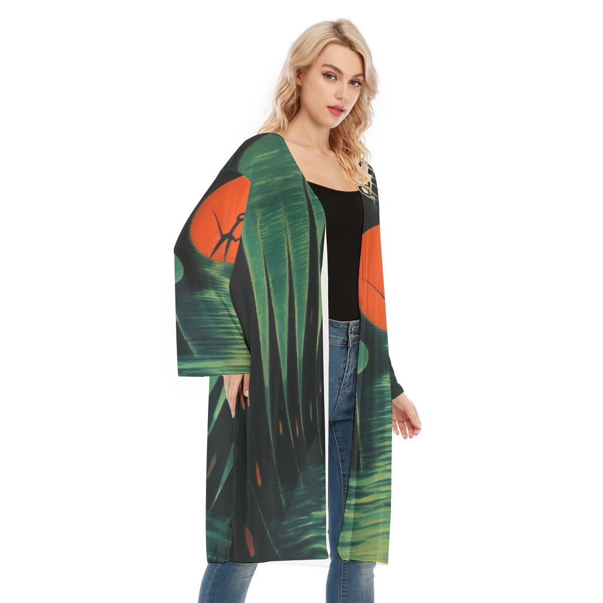 All- Over Print Women's Long Sleeve Mesh Cardigan