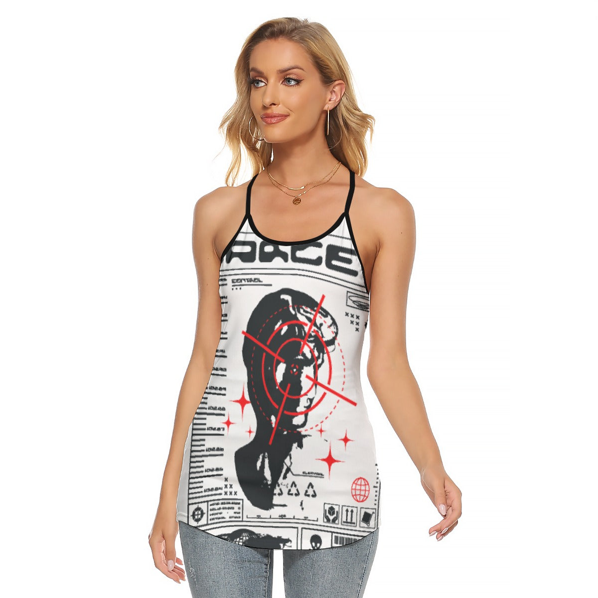 All-Over Print Women's Criss-Cross Open Back Tank Top