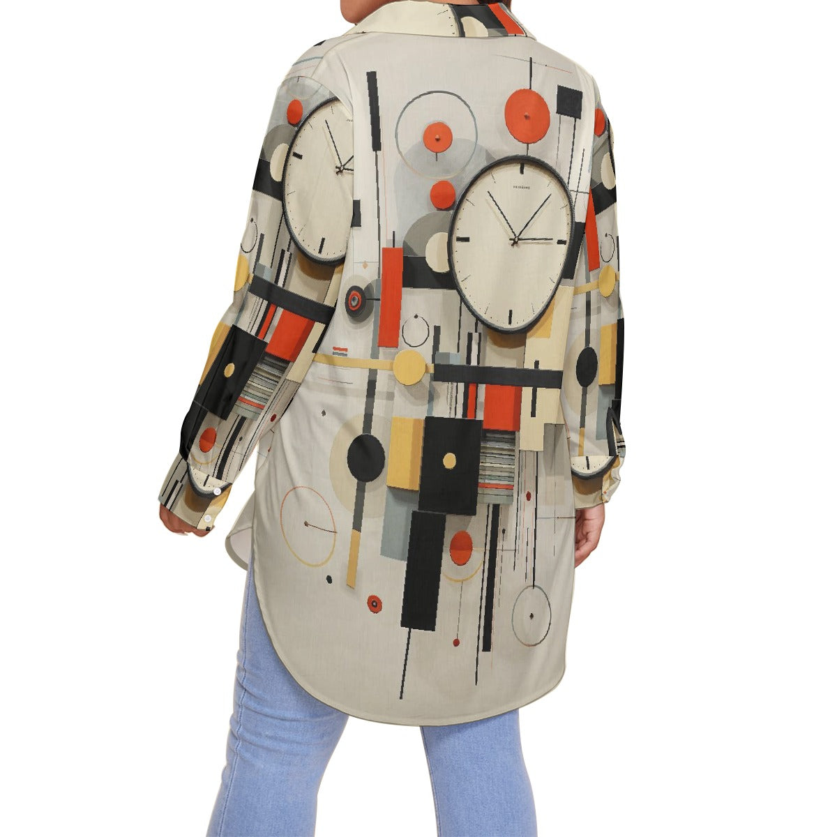 All-Over Print Women's Shirt With Long Sleeve(Plus Size)