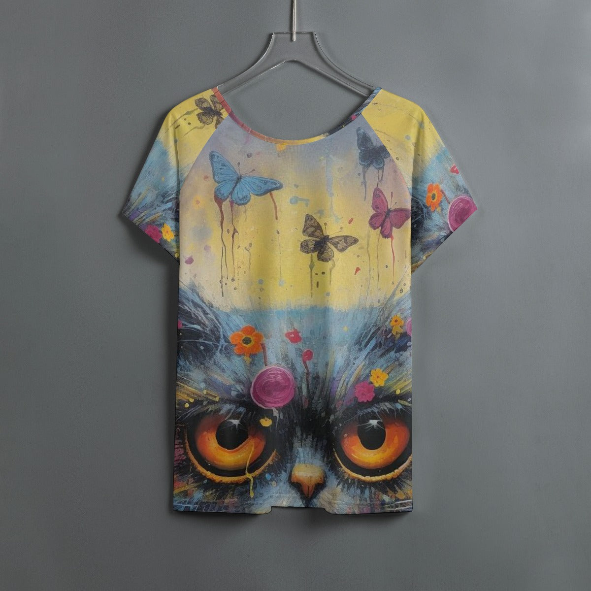 All-Over Print Women's Round Neck T-shirt With Raglan Sleeve