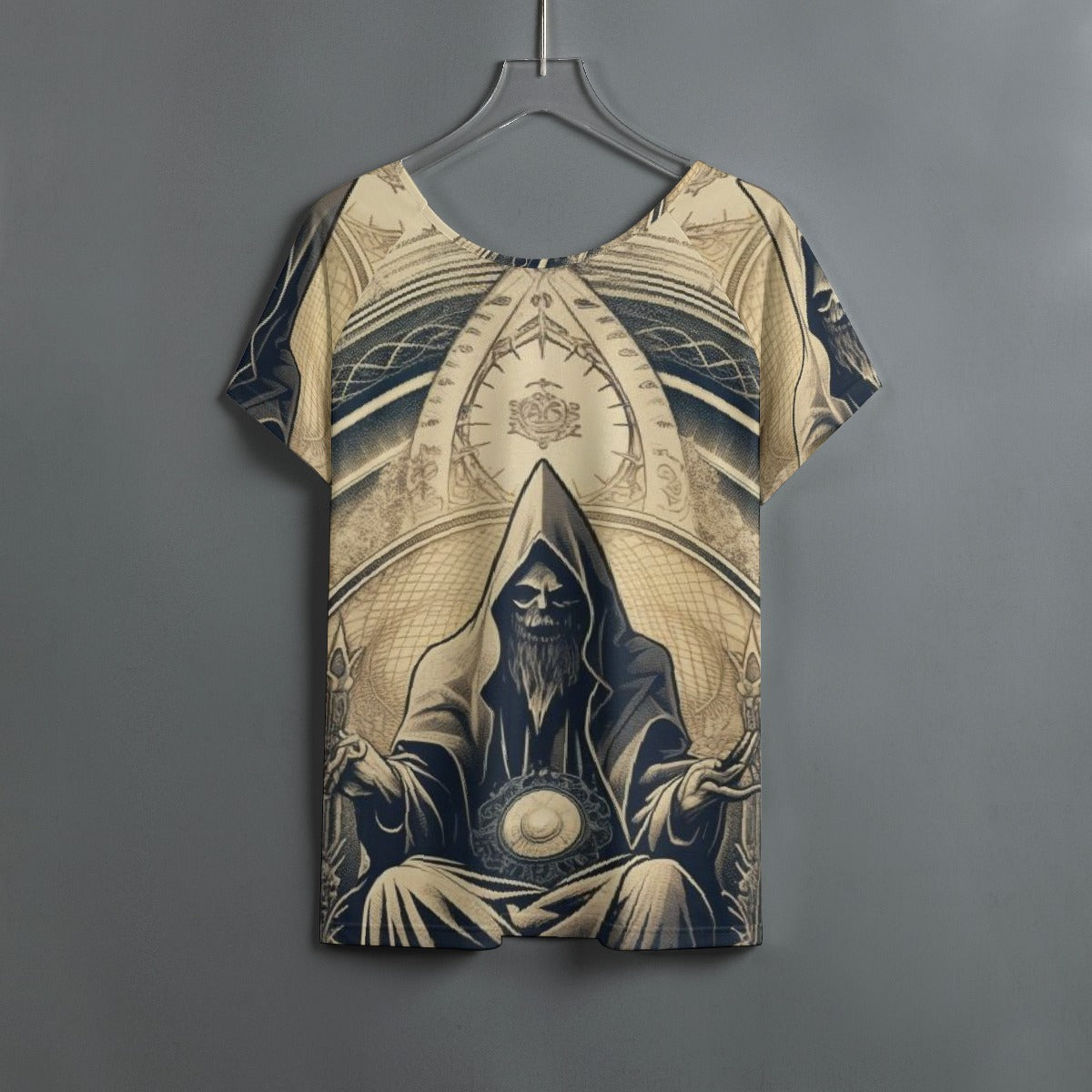 All-Over Print Women's Round Neck T-shirt With Raglan Sleeve