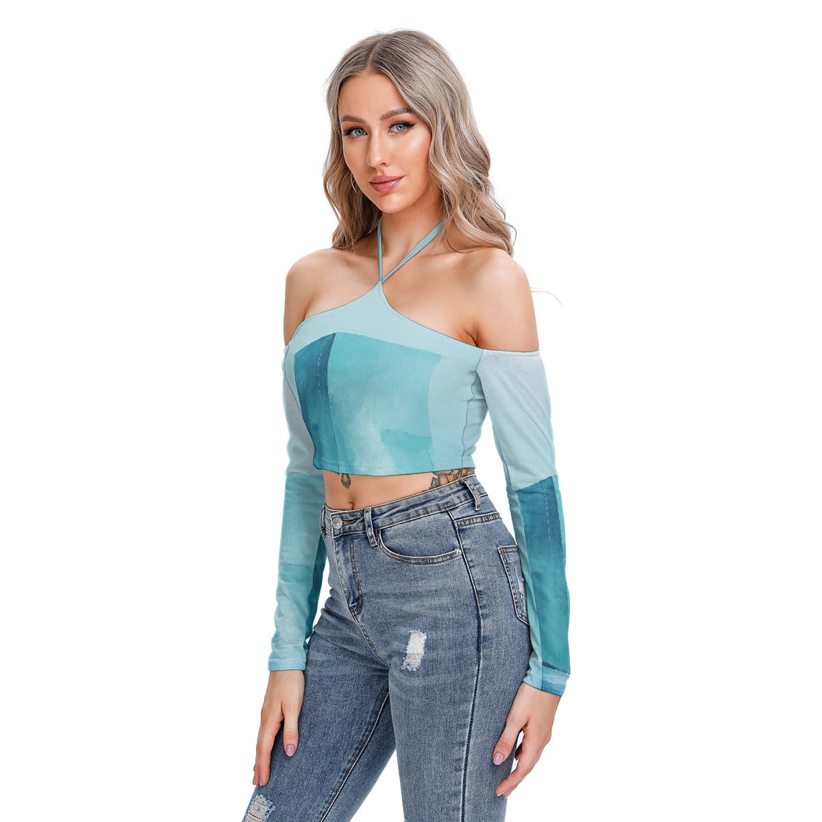 All-Over Print Women's Halter Lace-up Top