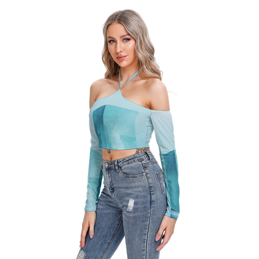 All-Over Print Women's Halter Lace-up Top