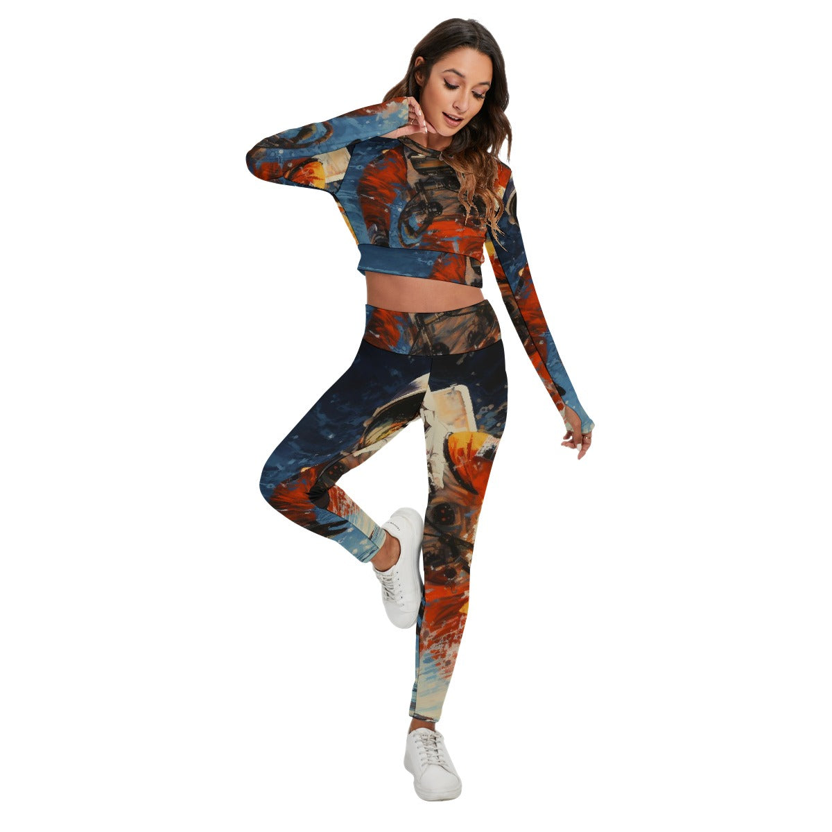 All-Over Print Women's Sport Set With Backless Top And Leggings
