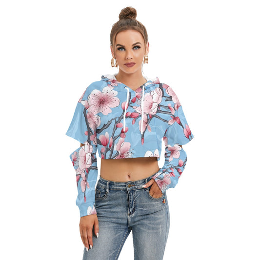 All-Over Print Women's Heavy Fleece Hoodie With Hollow Out Sleeve