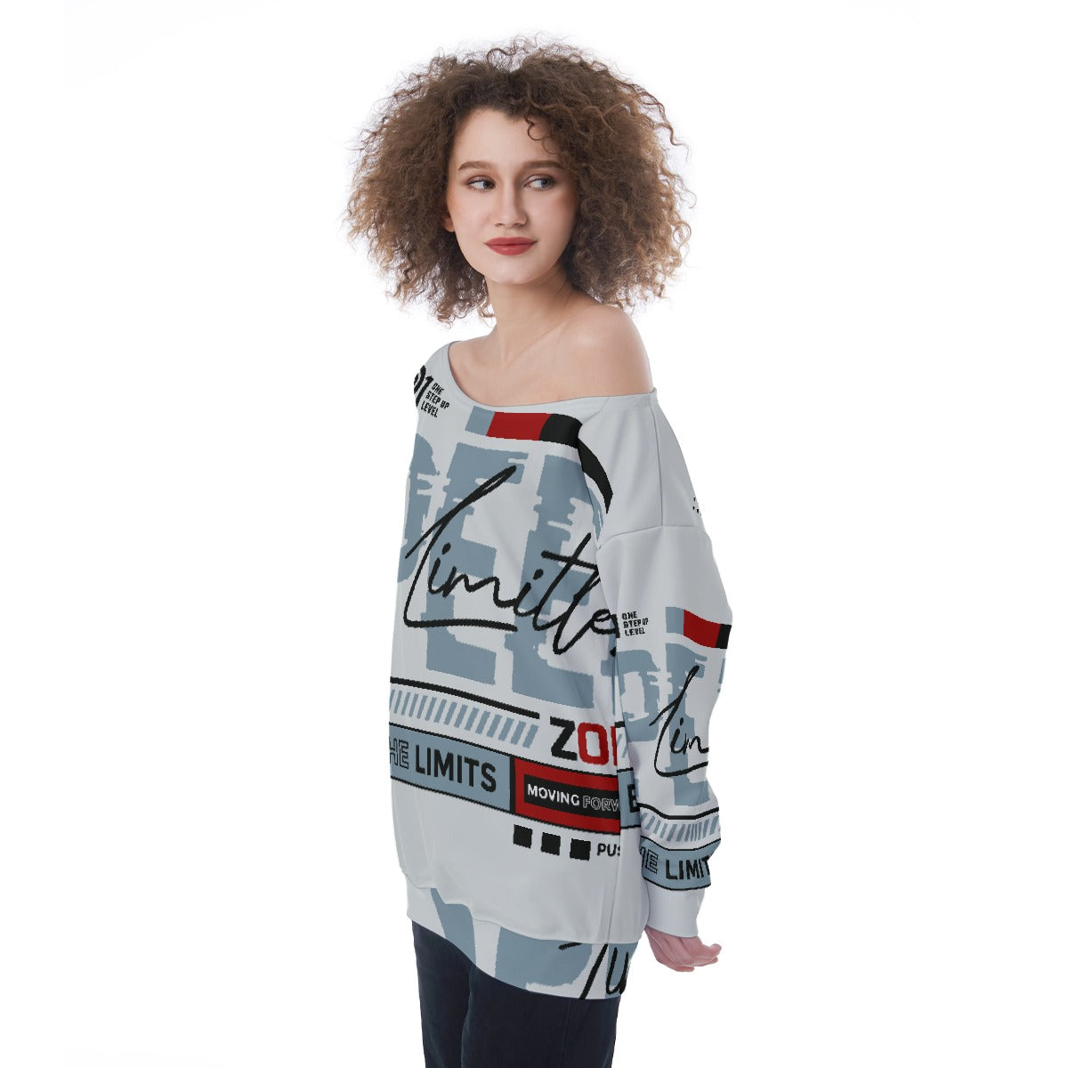 All-Over Print Oversized Women's Off-Shoulder Sweatshirt