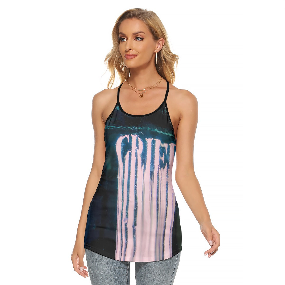 All-Over Print Women's Criss-Cross Open Back Tank Top