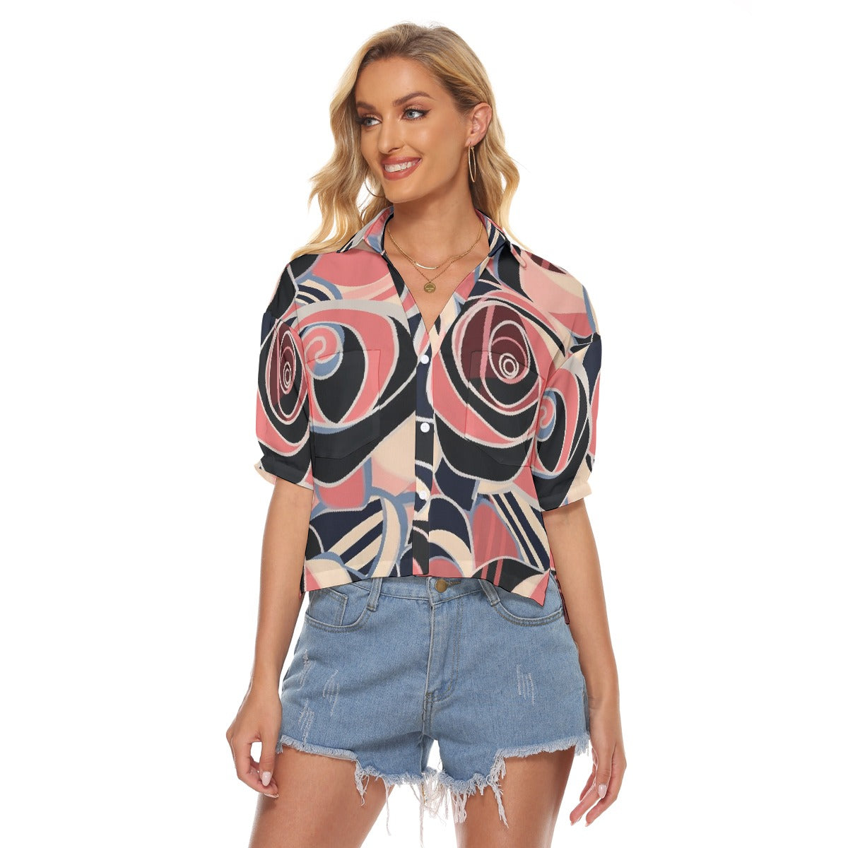 All-Over Print Women's V-neck Shirts