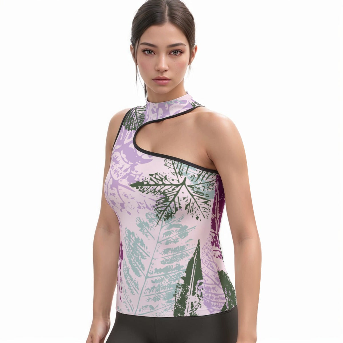 All-Over Print Women's Halter Sleeveless Asymmetrical Tank Top