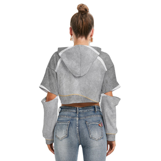 All-Over Print Women's Heavy Fleece Hoodie With Hollow Out Sleeve