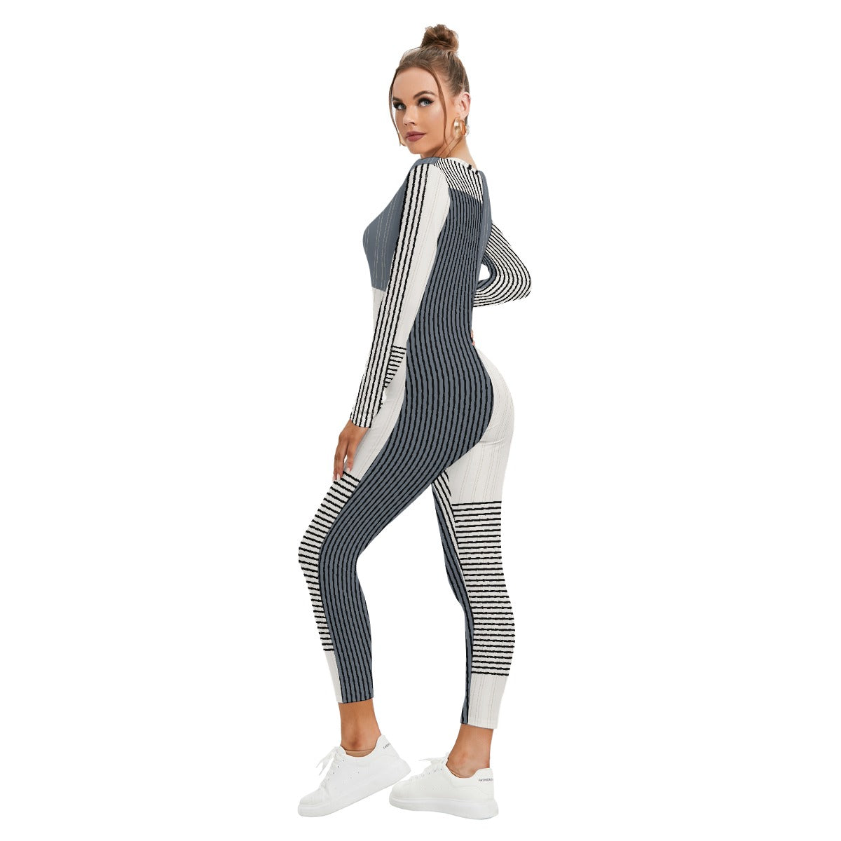 All-Over Print Women's Plunging Neck Jumpsuit