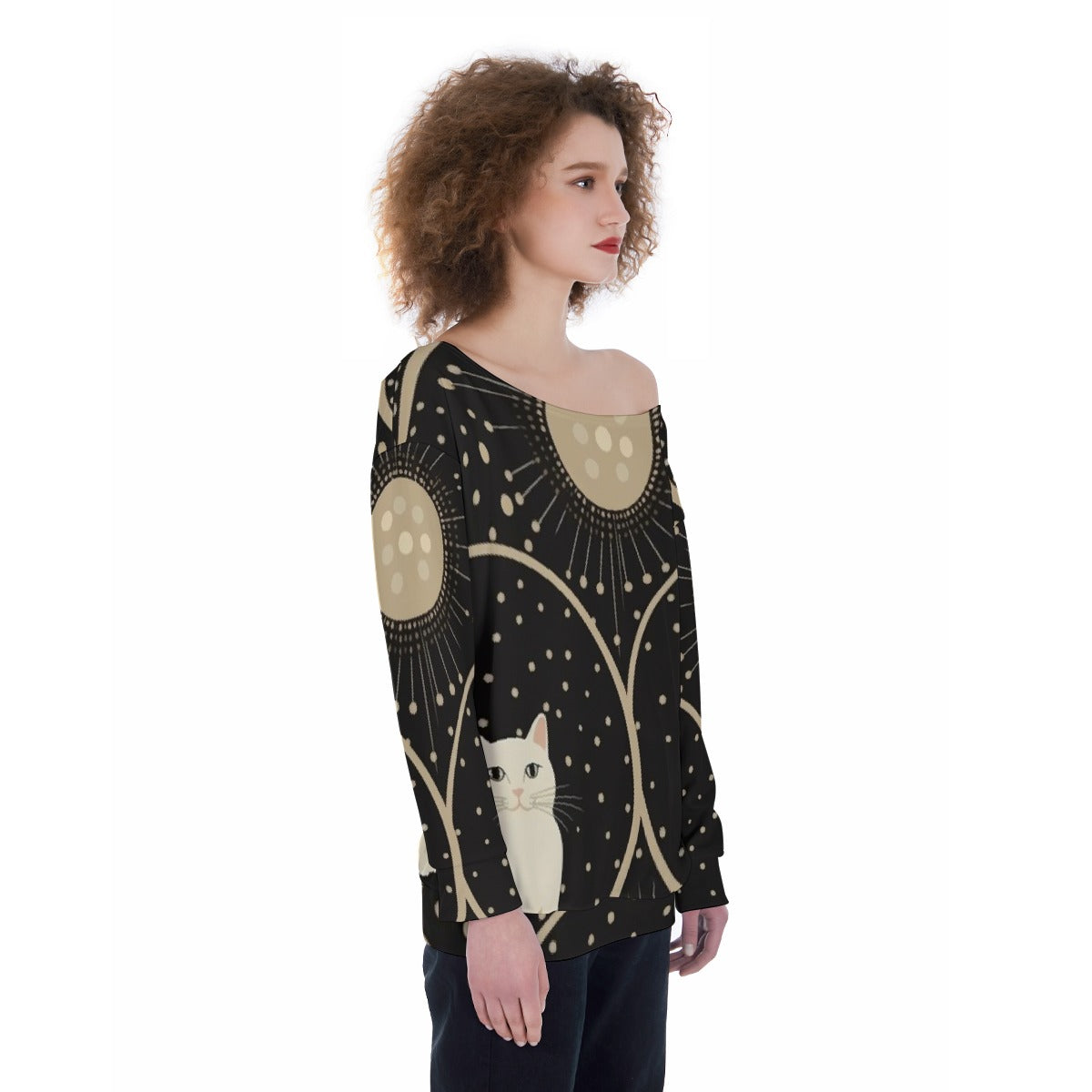 All-Over Print Oversized Women's Off-Shoulder Sweatshirt