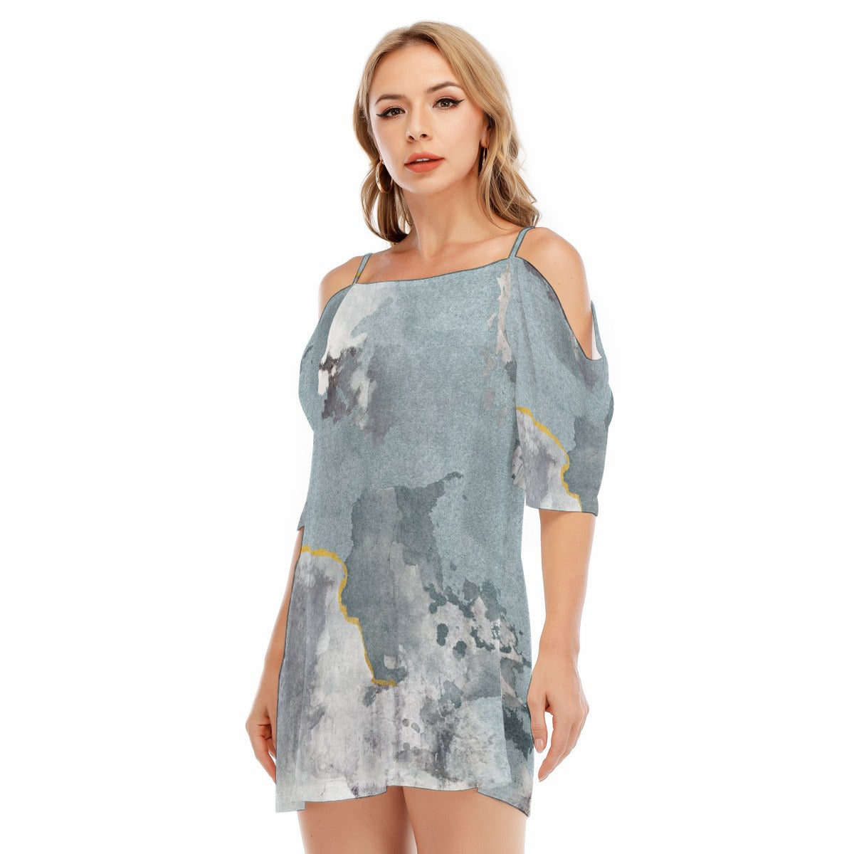 All-Over Print Women's Off-shoulder Cami Dress