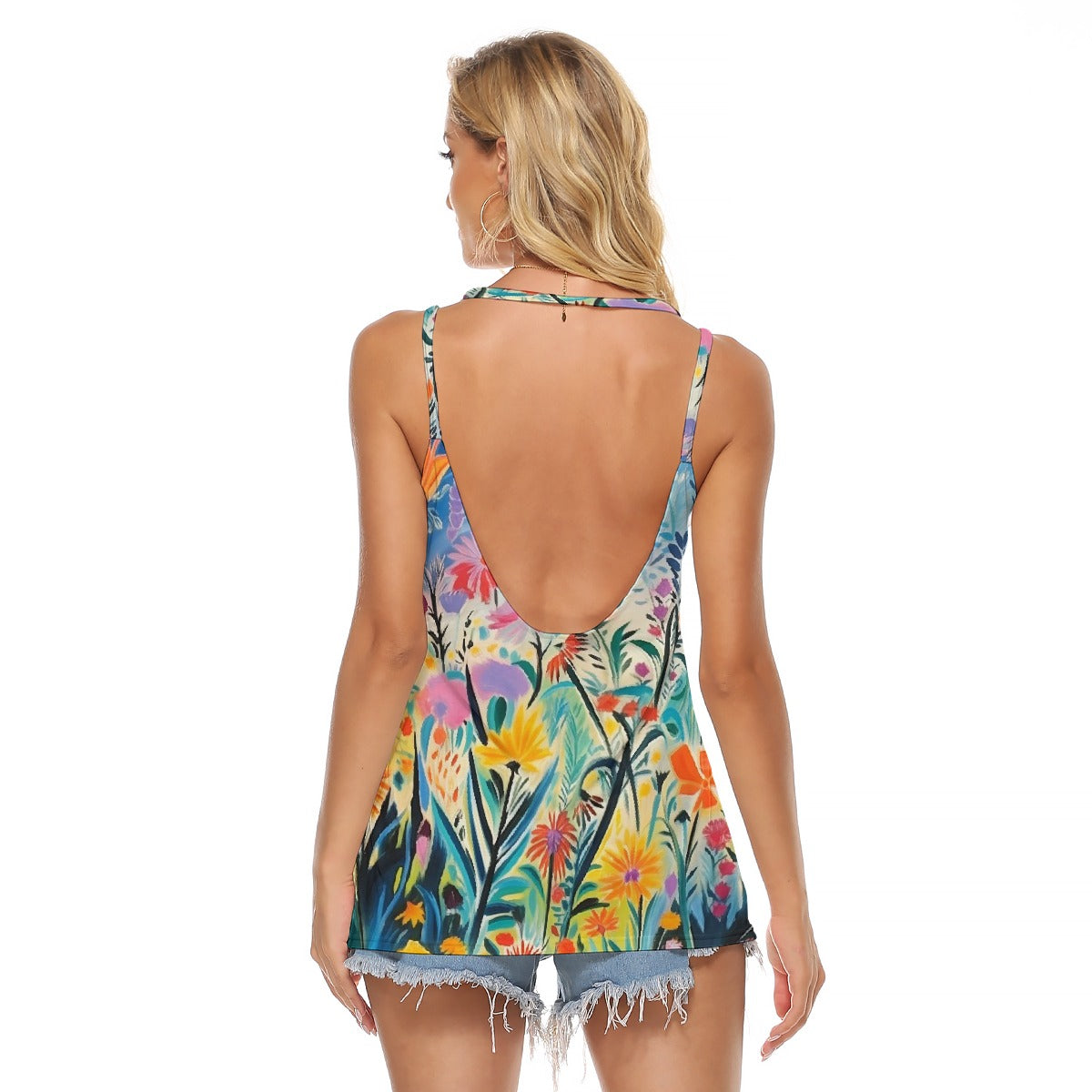 All-Over Print Women's Halter Top With Backless