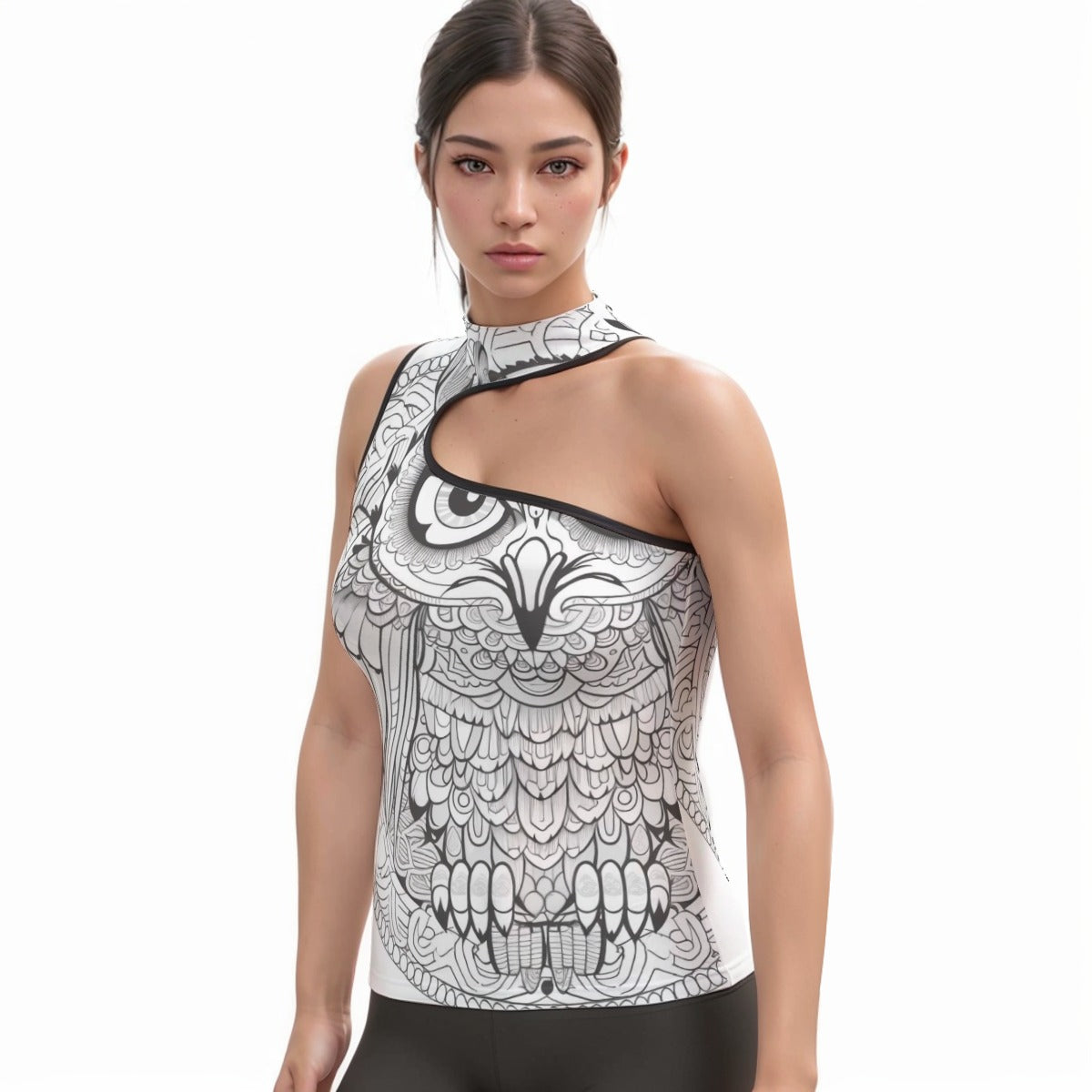 All-Over Print Women's Halter Sleeveless Asymmetrical Tank Top