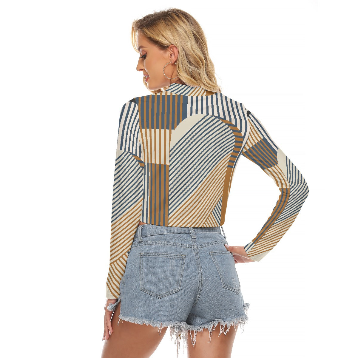 All-Over Print Women's Hollow Chest Keyhole Tight Crop Top