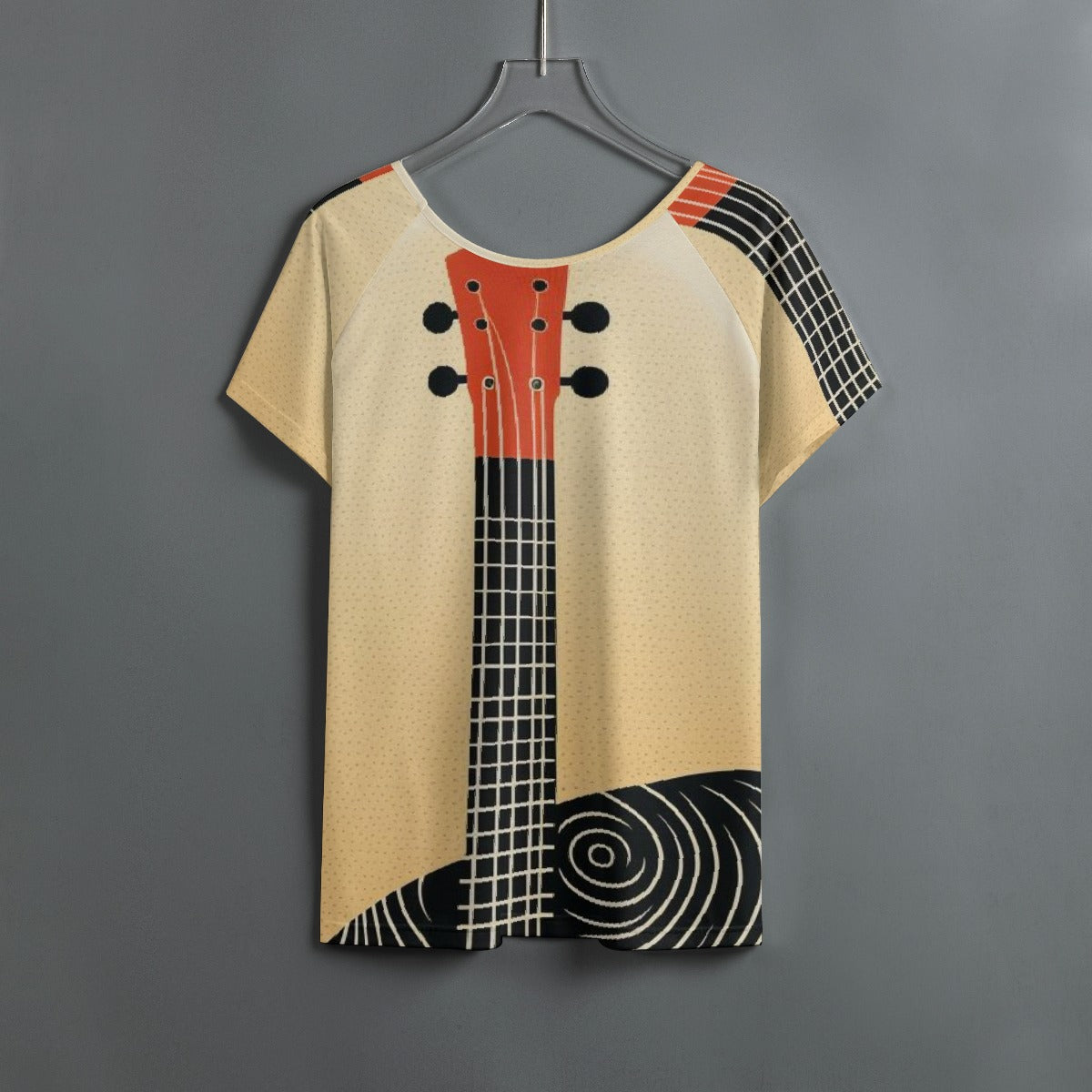 All-Over Print Women's Round Neck T-shirt With Raglan Sleeve
