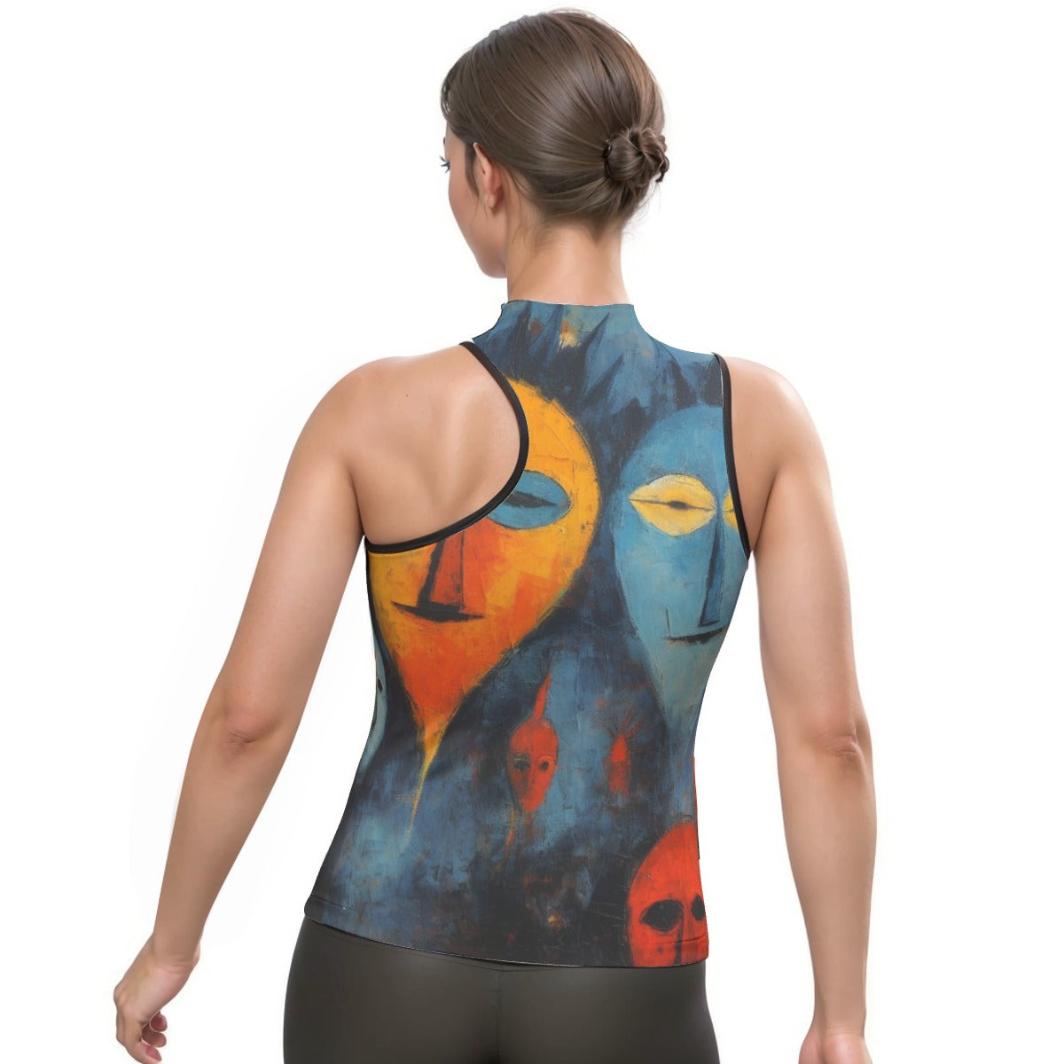 All-Over Print Women's Halter Sleeveless Asymmetrical Tank Top