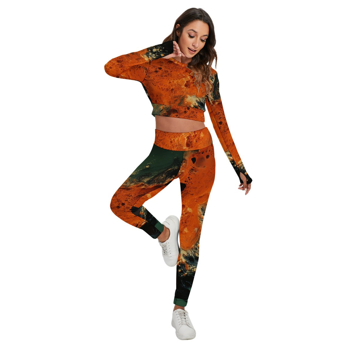 All-Over Print Women's Sport Set With Backless Top And Leggings