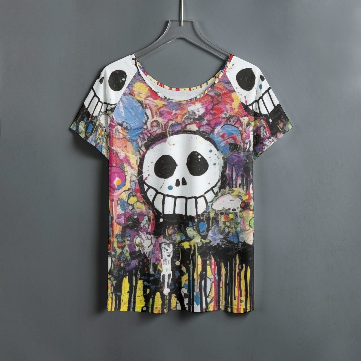 All-Over Print Women's Round Neck T-shirt With Raglan Sleeve