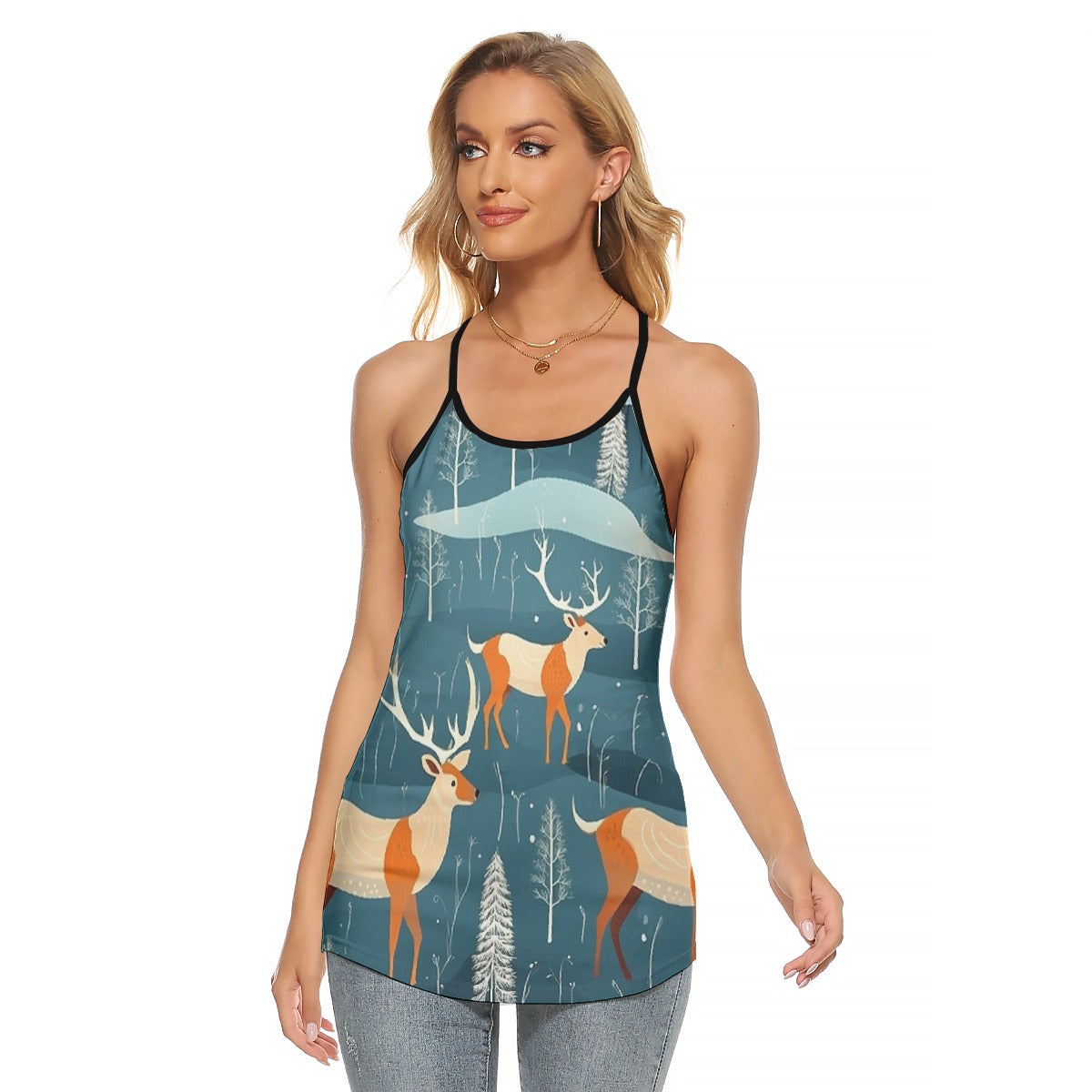 All-Over Print Women's Criss-Cross Open Back Tank Top