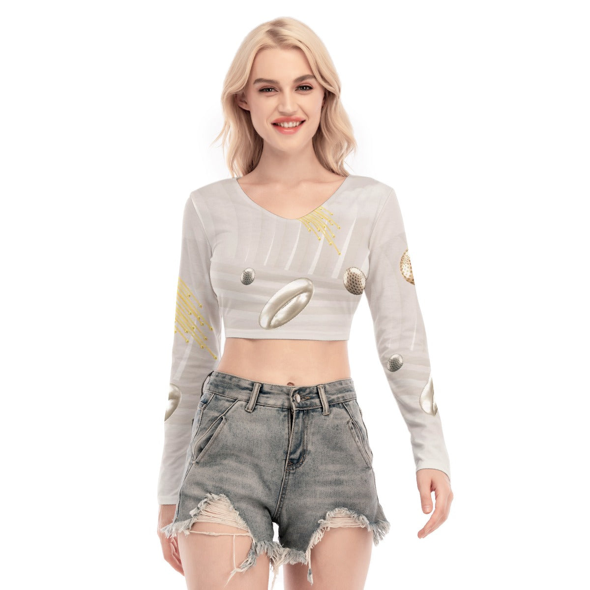 All-Over Print Women's Back Hollow T-shirt With Strap