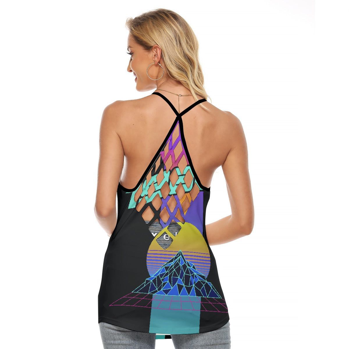 All-Over Print Women's Criss-Cross Open Back Tank Top