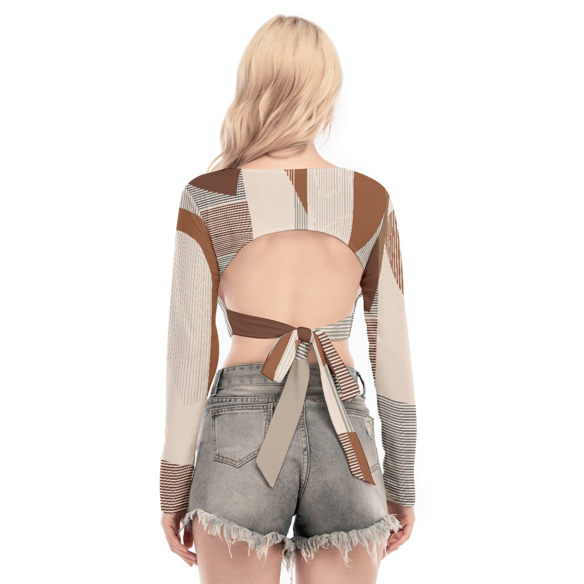 All-Over Print Women's Back Hollow T-shirt With Strap