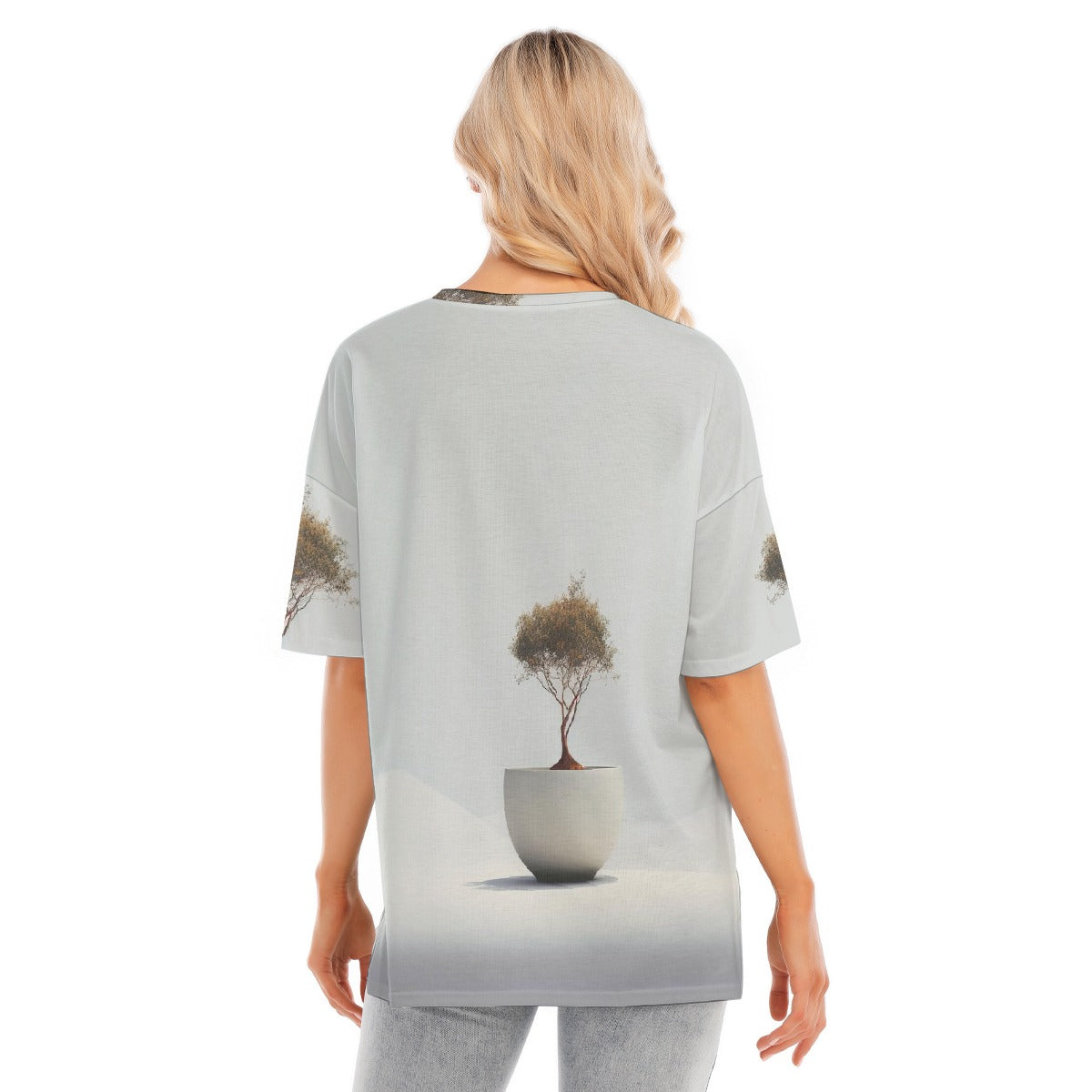All-Over Print Women's Short Sleeves T-shirt With Hem Split