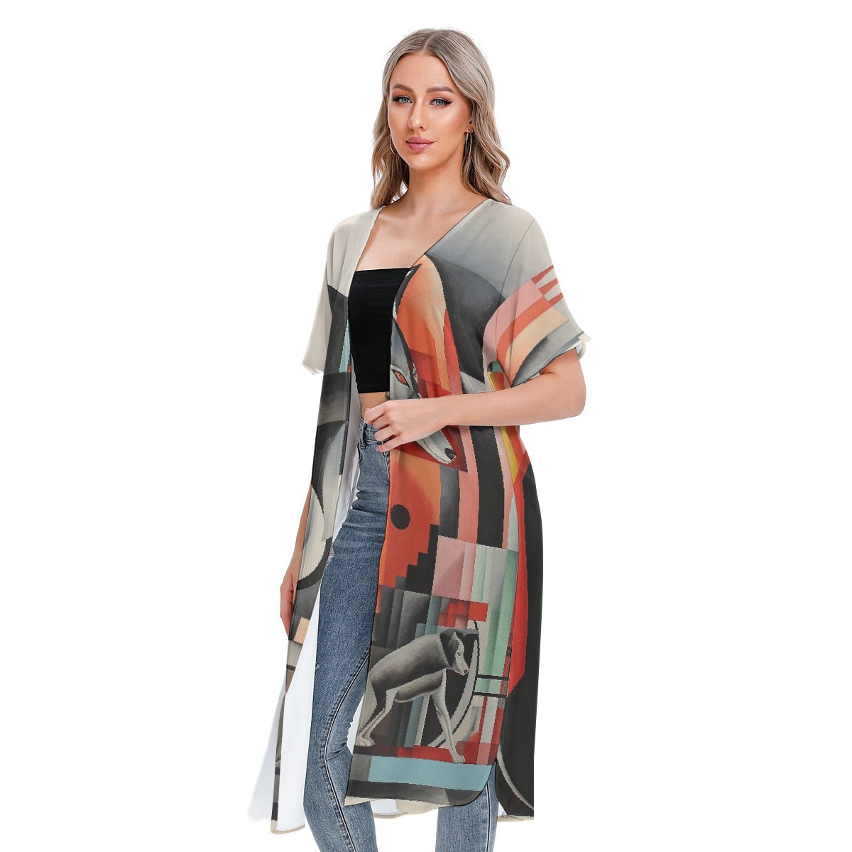 All-Over Print Women's Short Sleeve Cardigan