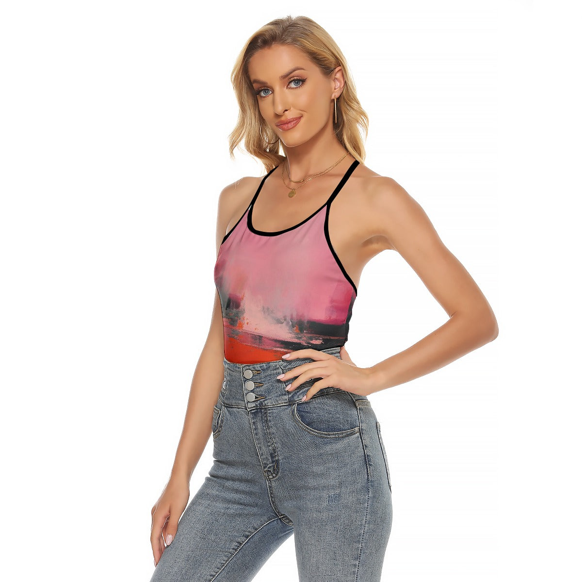 All-Over Print Women's Criss-Cross Open Back Tank Top