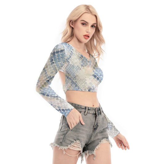 All-Over Print Women's Back Hollow T-shirt With Strap