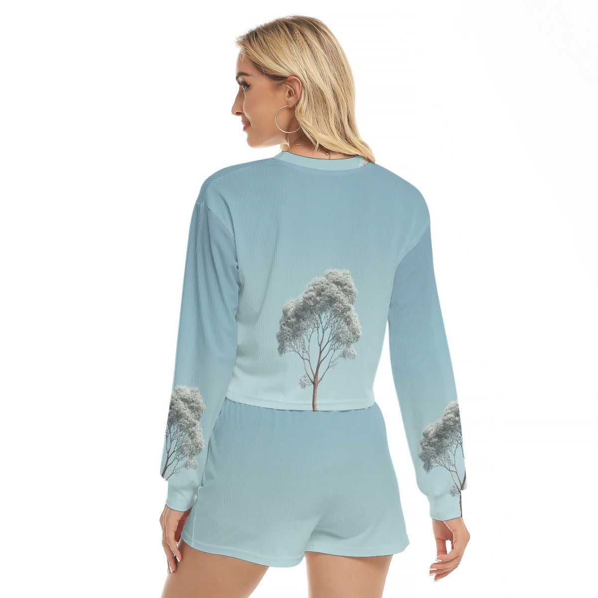 All-Over Print Women's Short Sweatshirt And Pants Suit