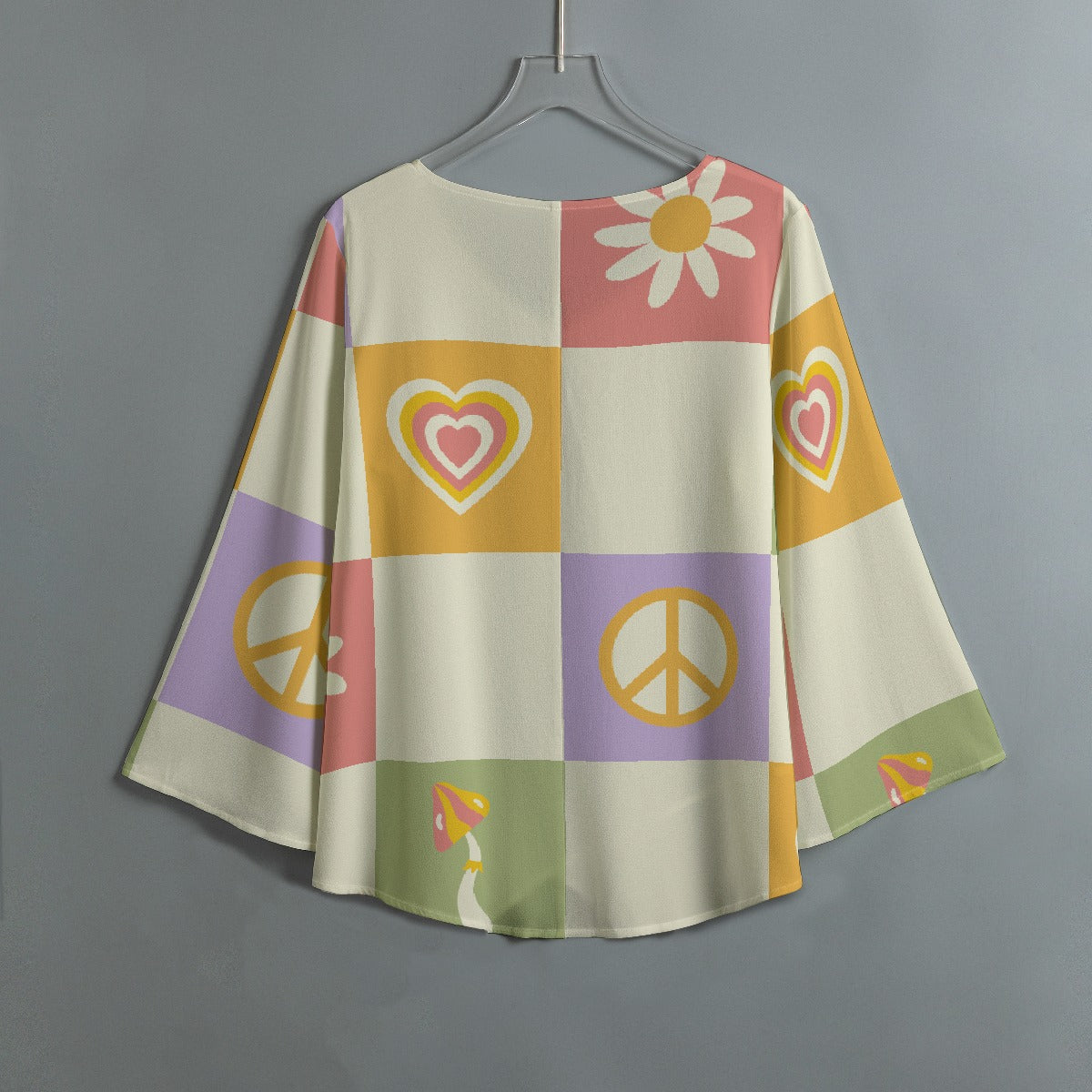 All-Over Print Women's V-neck T-shirt With Irregular Hem