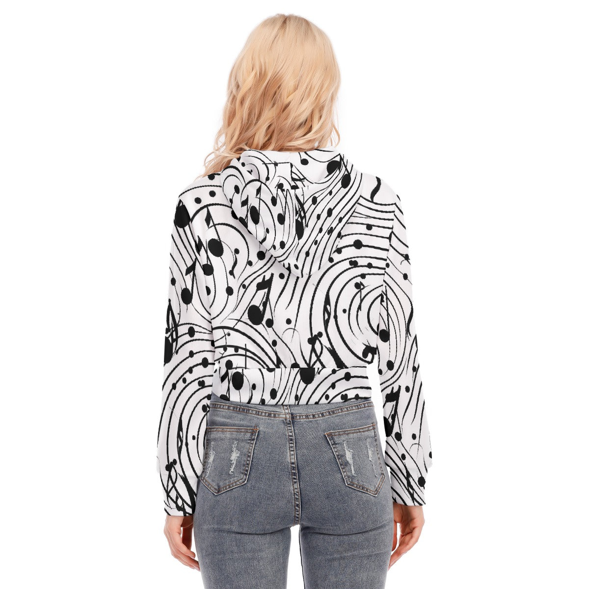 All-Over Print Women's Crop Top Hoodie With Zipper Closure