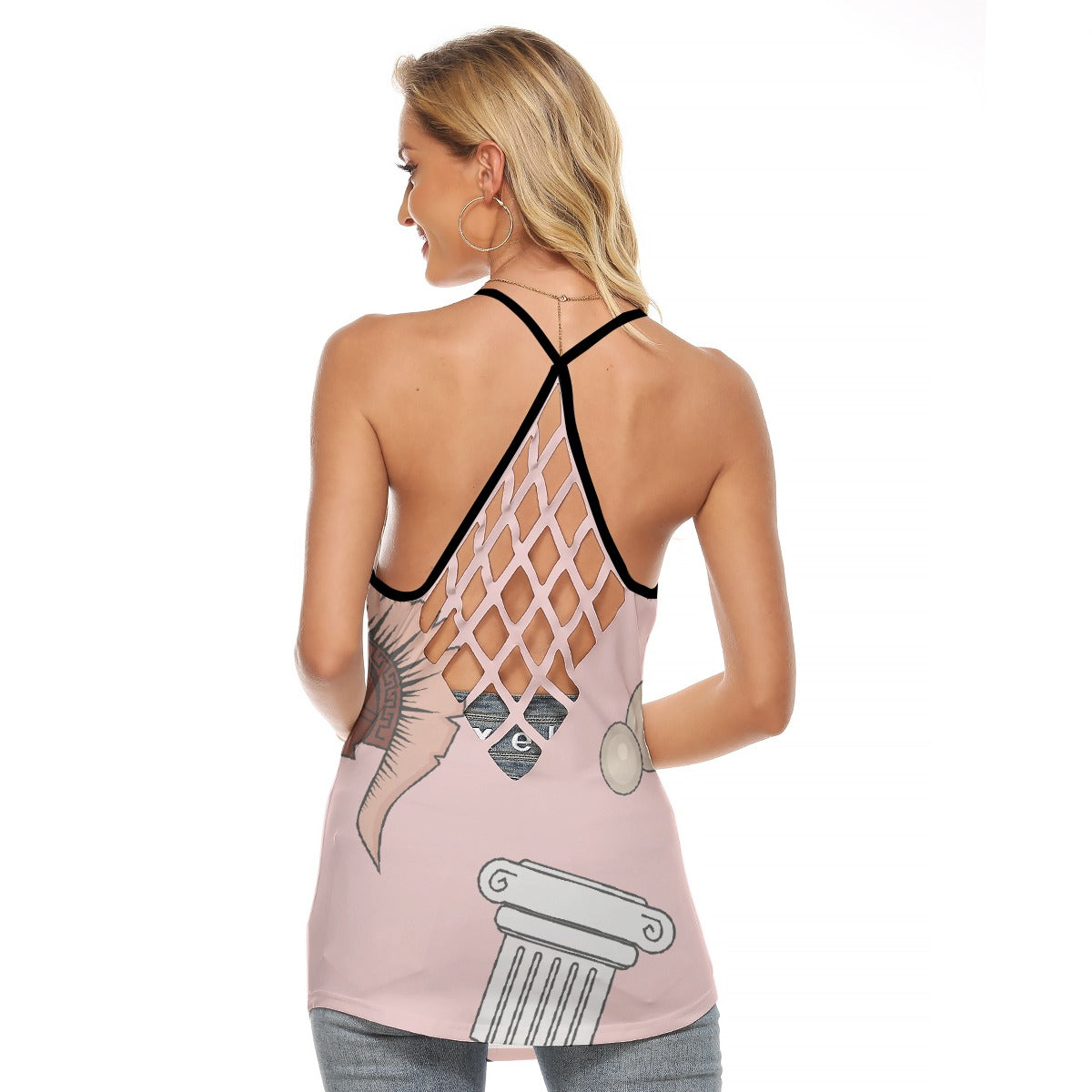 All-Over Print Women's Criss-Cross Open Back Tank Top